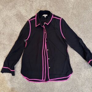 Juicy Couture Black Button Down with Pink Piping